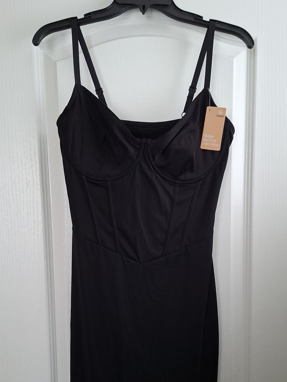 NWT Popilush Black Built-In Shapewear Corset Bustier Maxi Dress - Size XL